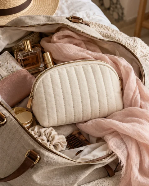Pochette Nomade : photographie générée par IA, produit fictif non contractuel.